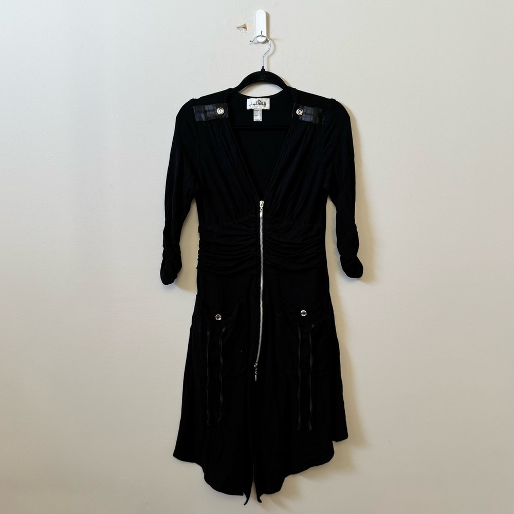 Joseph Ribkoff black zipper front grunge unique dress
